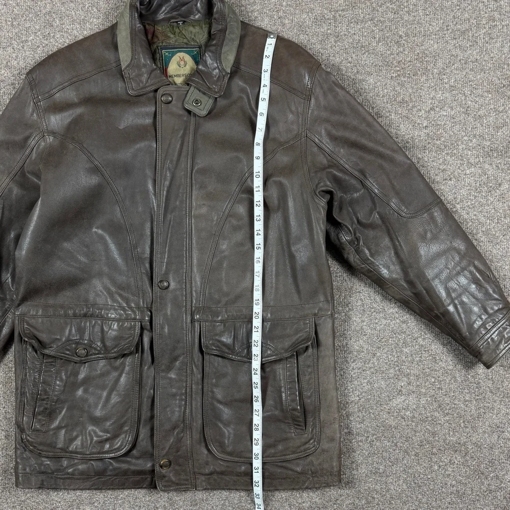 Vintage Members Only Brown Genuine Leather Full Zip Chore Hunting Jacket Men’s M - Picture 11 of 12